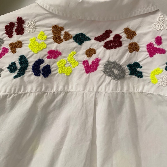 Women’s Vilagallo White Button Down 100% Cotton Embellished Shirt Size 38 - Picture 3 of 10